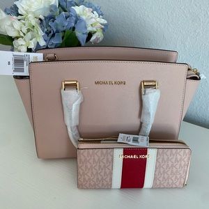 NWT Michael Kors Satchel + Jet Set Wallet Bundle